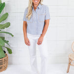 Clement Blue Stripe Camp Shirt Karlie