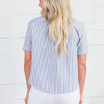 Clement Blue Stripe Camp Shirt Karlie