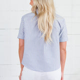 Clement Blue Stripe Camp Shirt Karlie