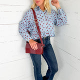 Cleo Sky + Merlot Ruffle Top Eesome
