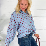 Cleo Sky + Merlot Ruffle Top Eesome