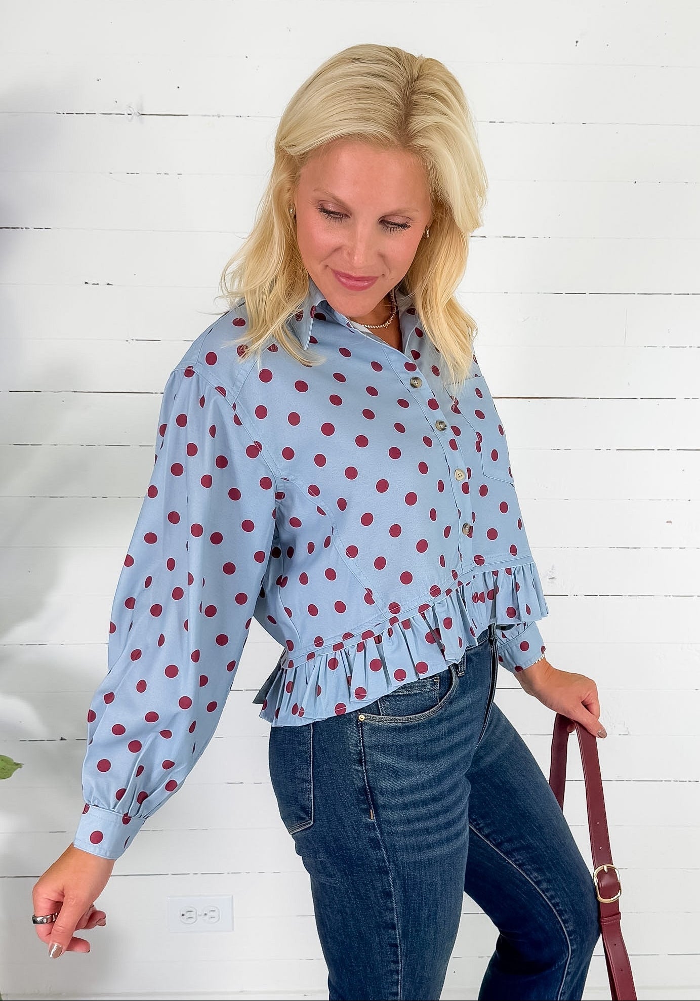 Cleo Sky + Merlot Ruffle Top Eesome