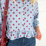 Cleo Sky + Merlot Ruffle Top Eesome