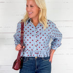 Cleo Sky + Merlot Ruffle Top Eesome