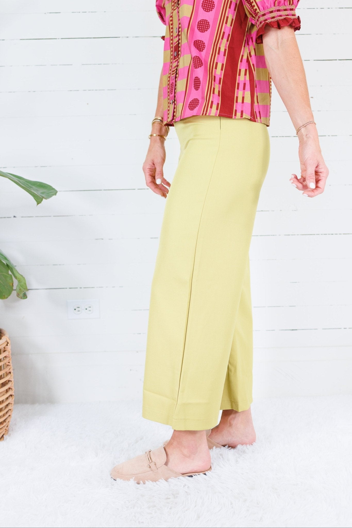 Cleveland Dirty Lime Wide Leg Pants Glam