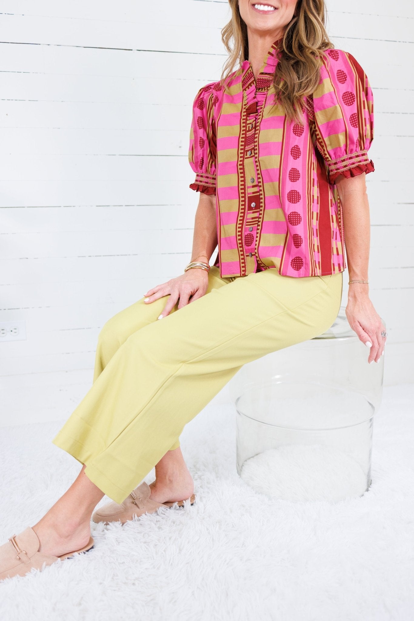 Cleveland Dirty Lime Wide Leg Pants Glam