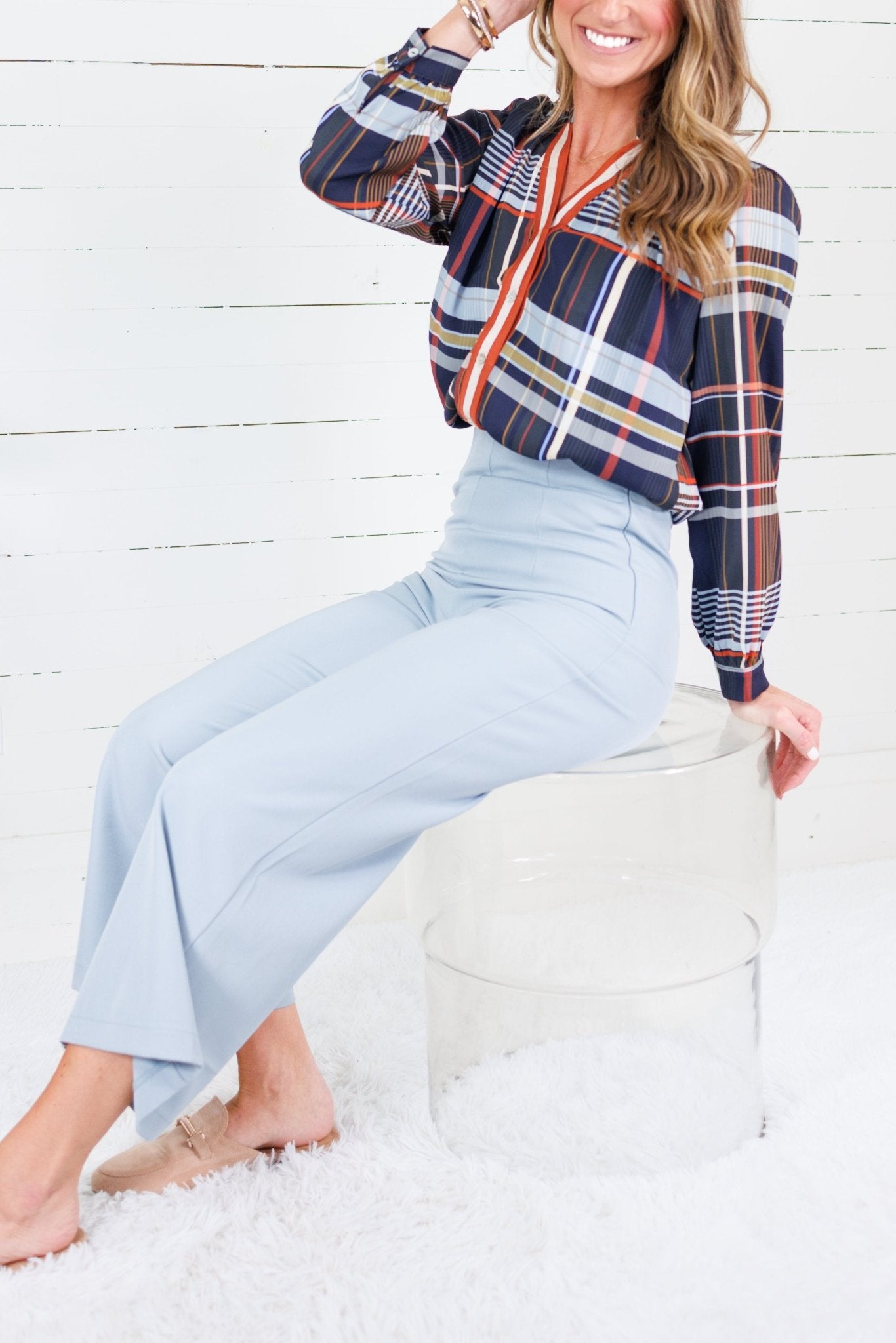 Cleveland Dusty Blue Wide Leg Pants Glam