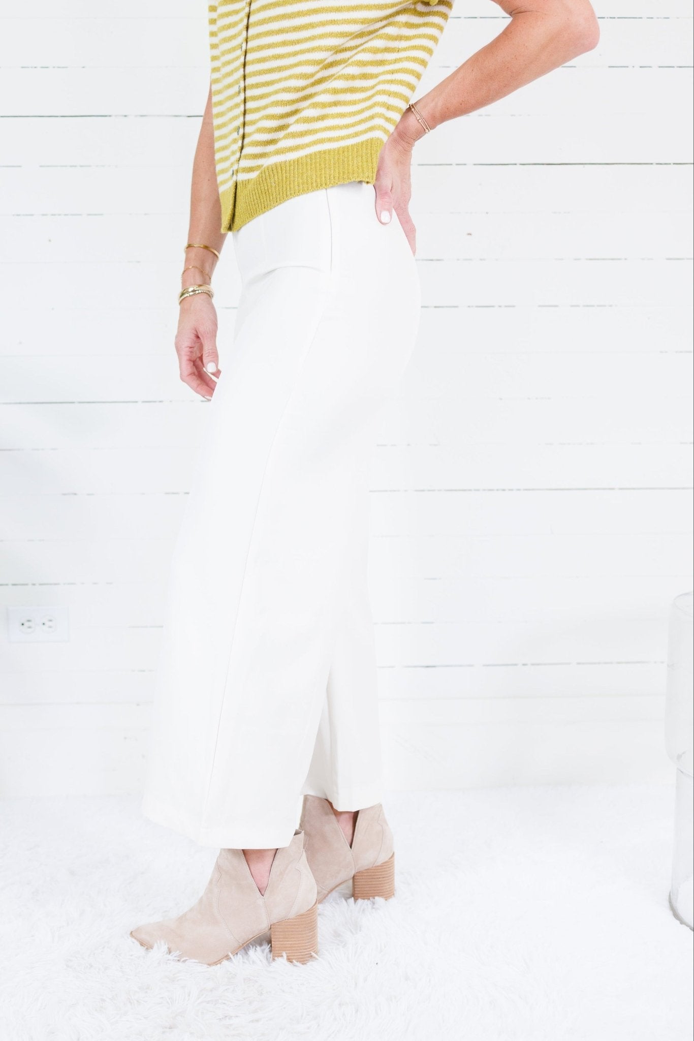 Cleveland Ivory Wide Leg Pants Glam