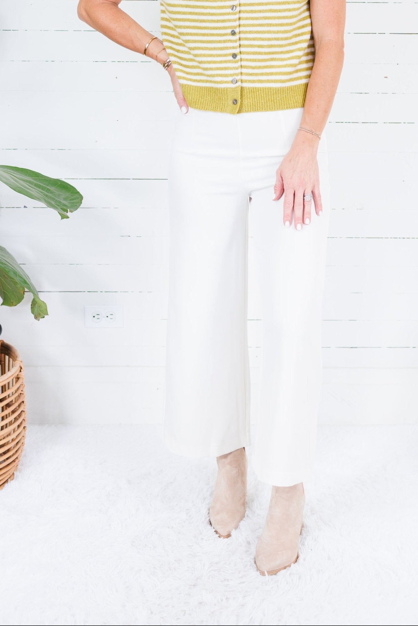 Cleveland Ivory Wide Leg Pants Glam