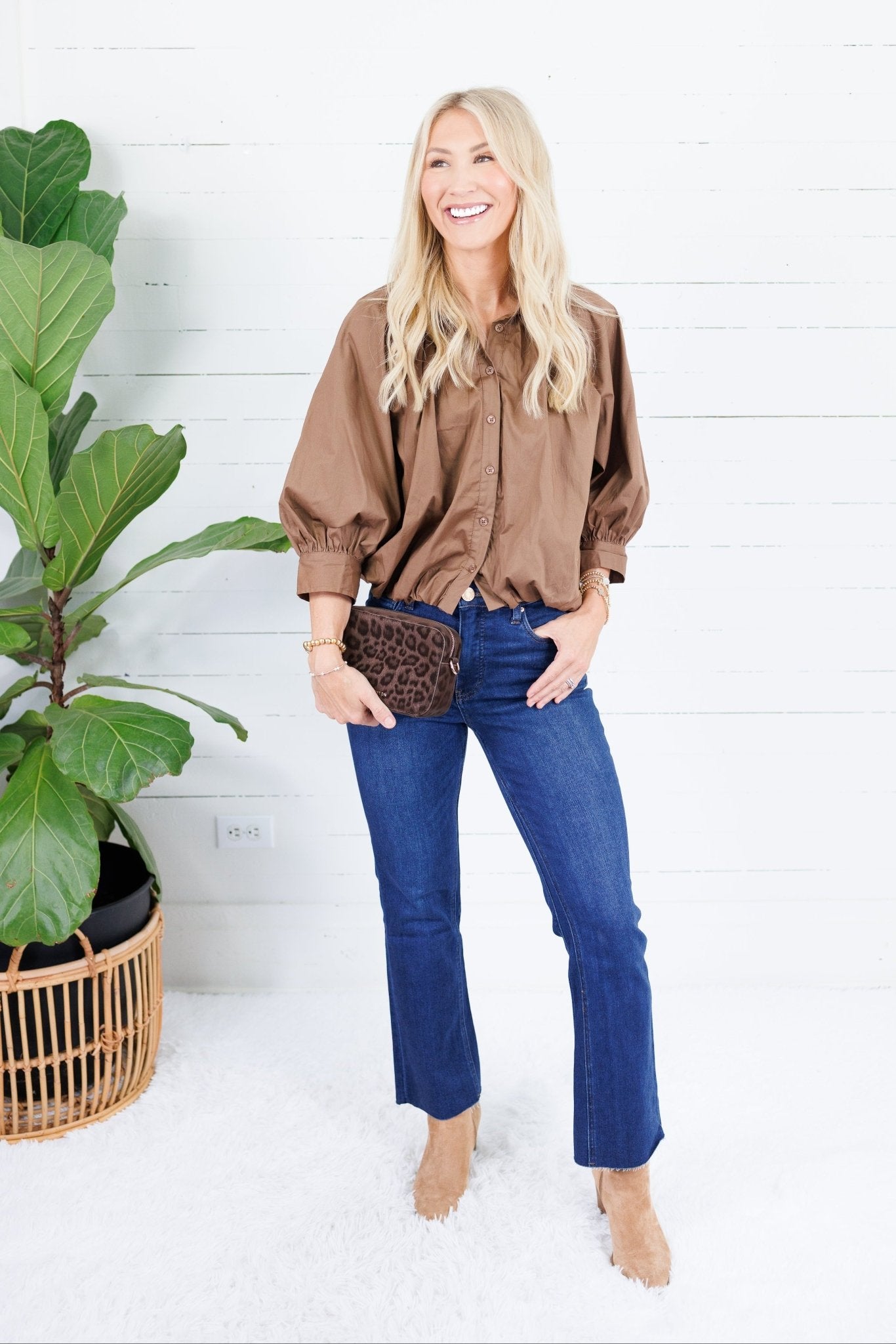 Clifton Brown Poplin Bubble Top Karlie