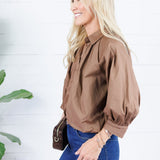 Clifton Brown Poplin Bubble Top Karlie