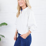 Clifton White Poplin Bubble Top Karlie