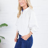 Clifton White Poplin Bubble Top Karlie
