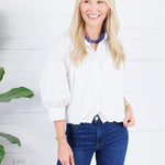 Clifton White Poplin Bubble Top Karlie