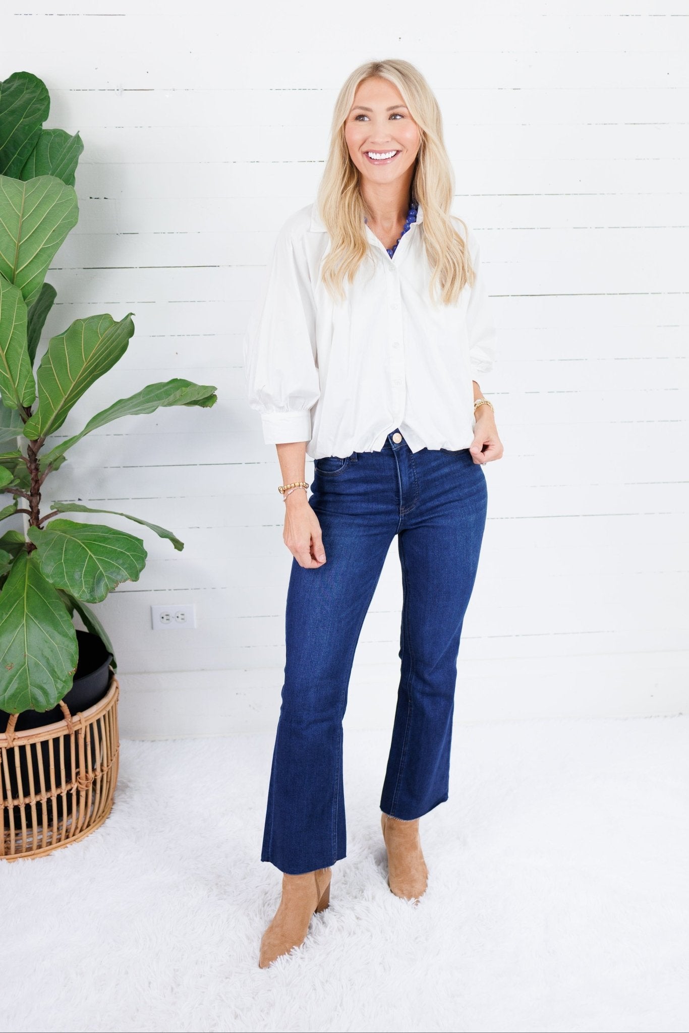 Clifton White Poplin Bubble Top Karlie