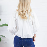 Clifton White Poplin Bubble Top Karlie