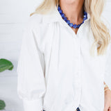 Clifton White Poplin Bubble Top Karlie