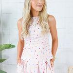 Cline Baby Pink Polka Dot Sleeveless Top Aureum