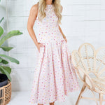 Cline Baby Pink Polka Dot Sleeveless Top Aureum