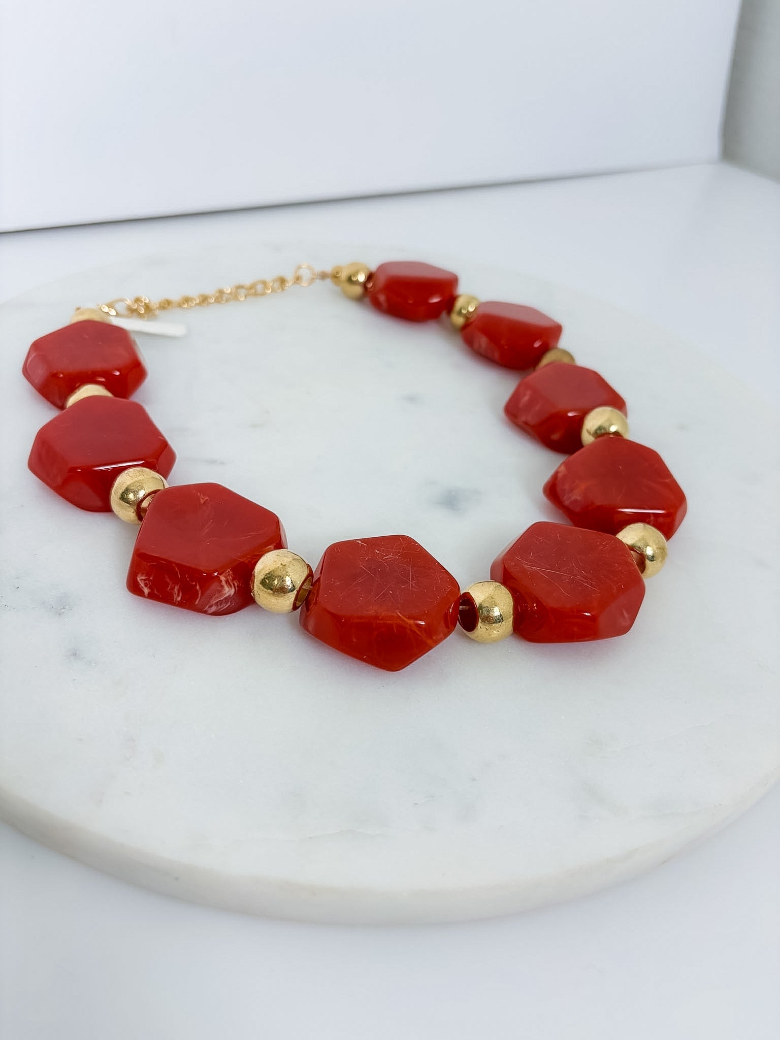 Clyde Rust Irregular Bead Necklace Golden Stella