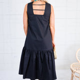 Coco Jet Black Drop Waist Midi Dress Elle Grey