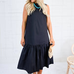 Coco Jet Black Drop Waist Midi Dress Elle Grey
