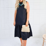 Coco Jet Black Drop Waist Midi Dress Elle Grey