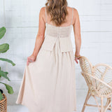 Colby Caramel Back Smocked Maxi Dress Mustard Seed 