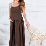 Colby Espresso Back Smocked Maxi Dress Mustard Seed 