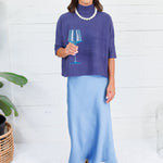 Coleman Blue Silky Satin Midi Skirt Glam