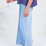 Coleman Blue Silky Satin Midi Skirt Glam
