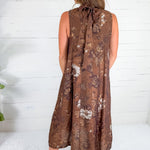 Coleman Chocolate Tie Back Maxi Dress THML