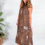 Coleman Chocolate Tie Back Maxi Dress THML