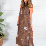 Coleman Chocolate Tie Back Maxi Dress THML