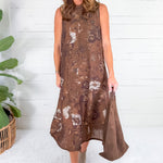 Coleman Chocolate Tie Back Maxi Dress THML
