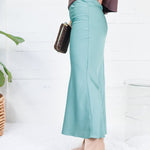 Coleman Sea Glass Silky Satin Midi Skirt Glam