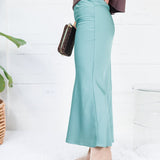 Coleman Sea Glass Silky Satin Midi Skirt Glam