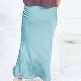 Coleman Sea Glass Silky Satin Midi Skirt Glam