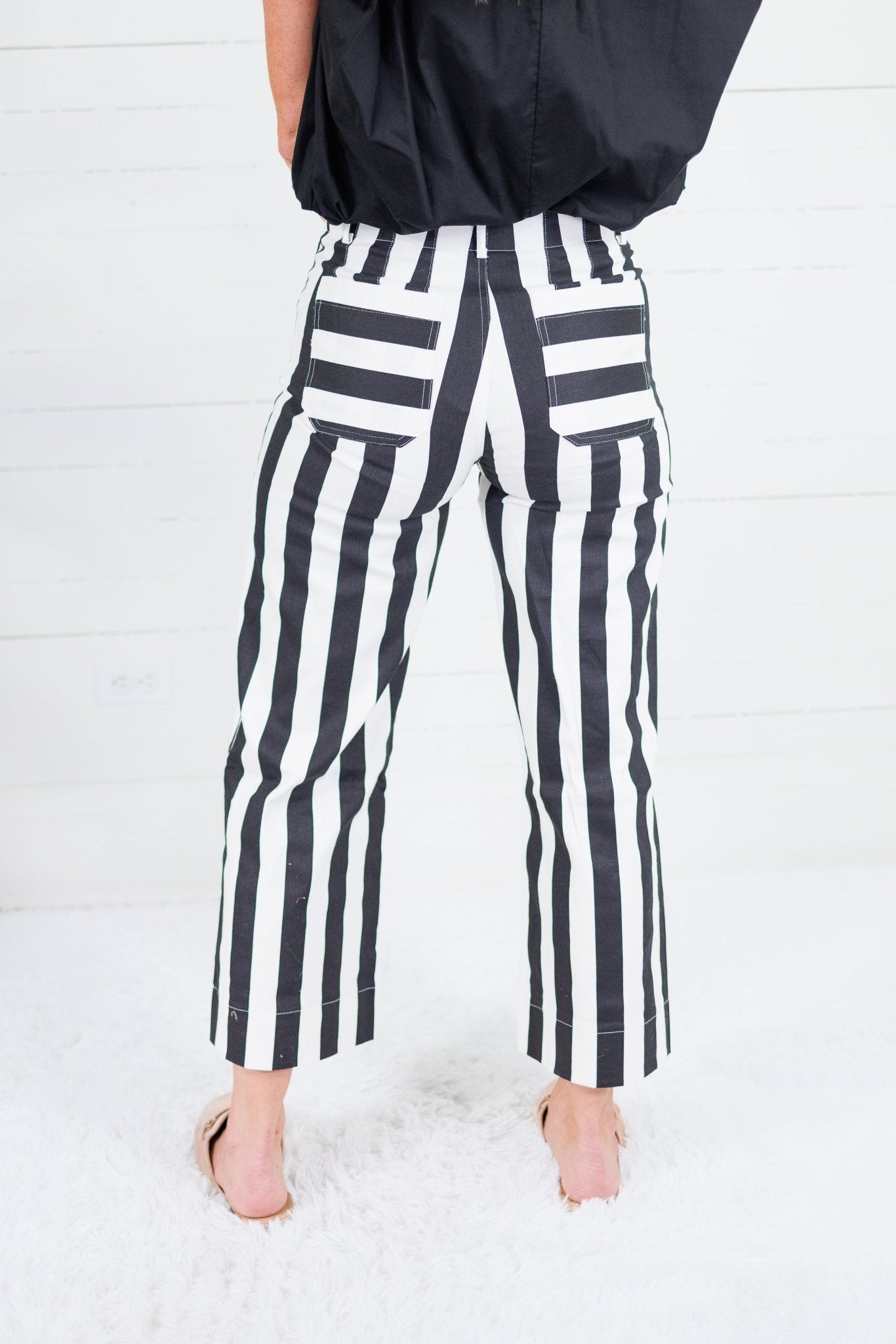 Colette Black + White Cropped Wide Leg Pants Glam