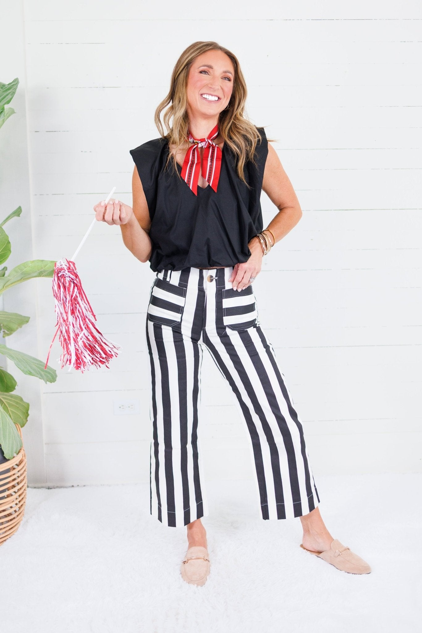 Colette Black + White Cropped Wide Leg Pants Glam