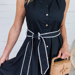 Colleen Black + Scallop Edge Trim Maxi Dress