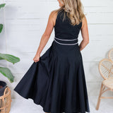 Colleen Black + Scallop Edge Trim Maxi Dress