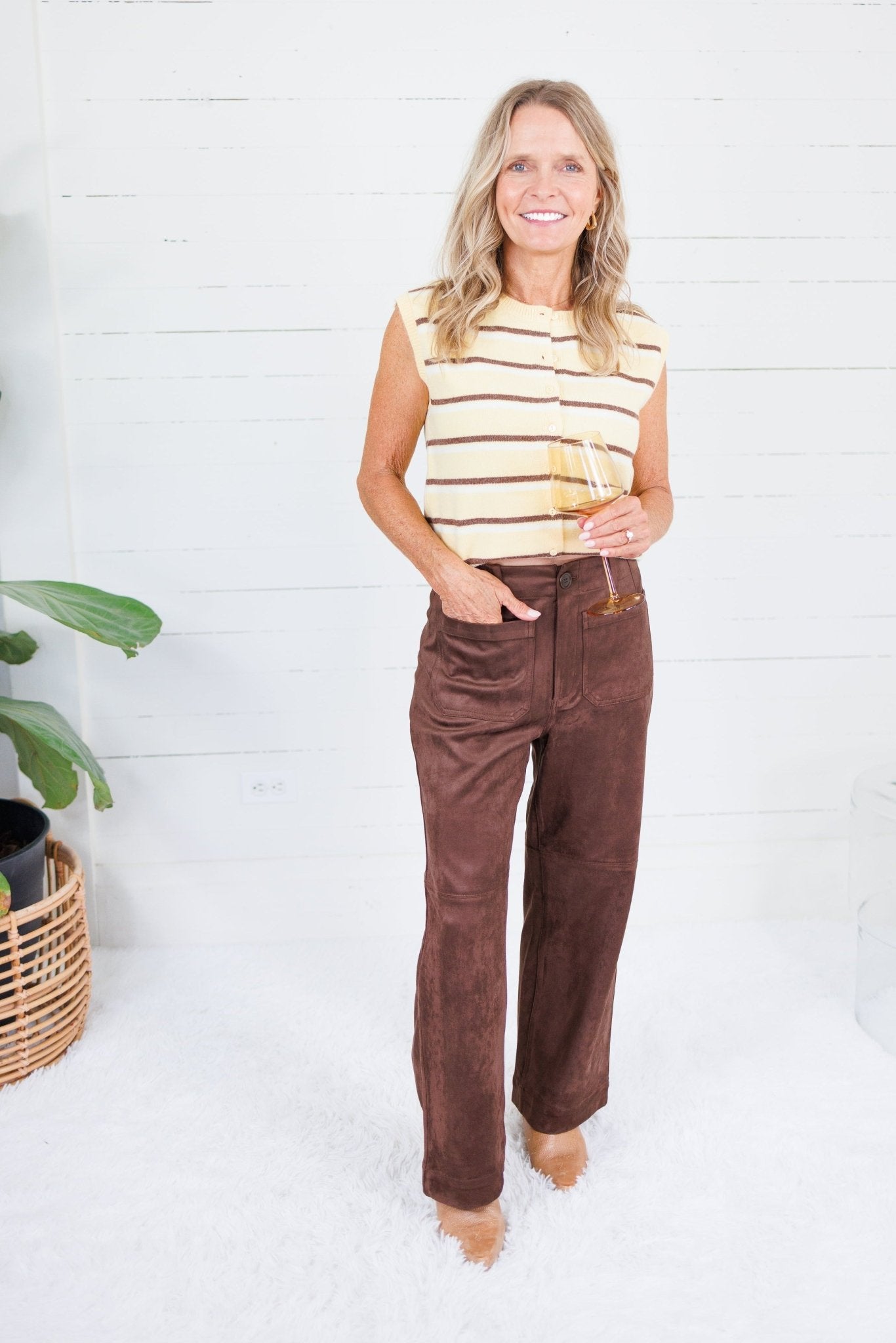 Colleen Espresso Suede Pants Lucy Paris