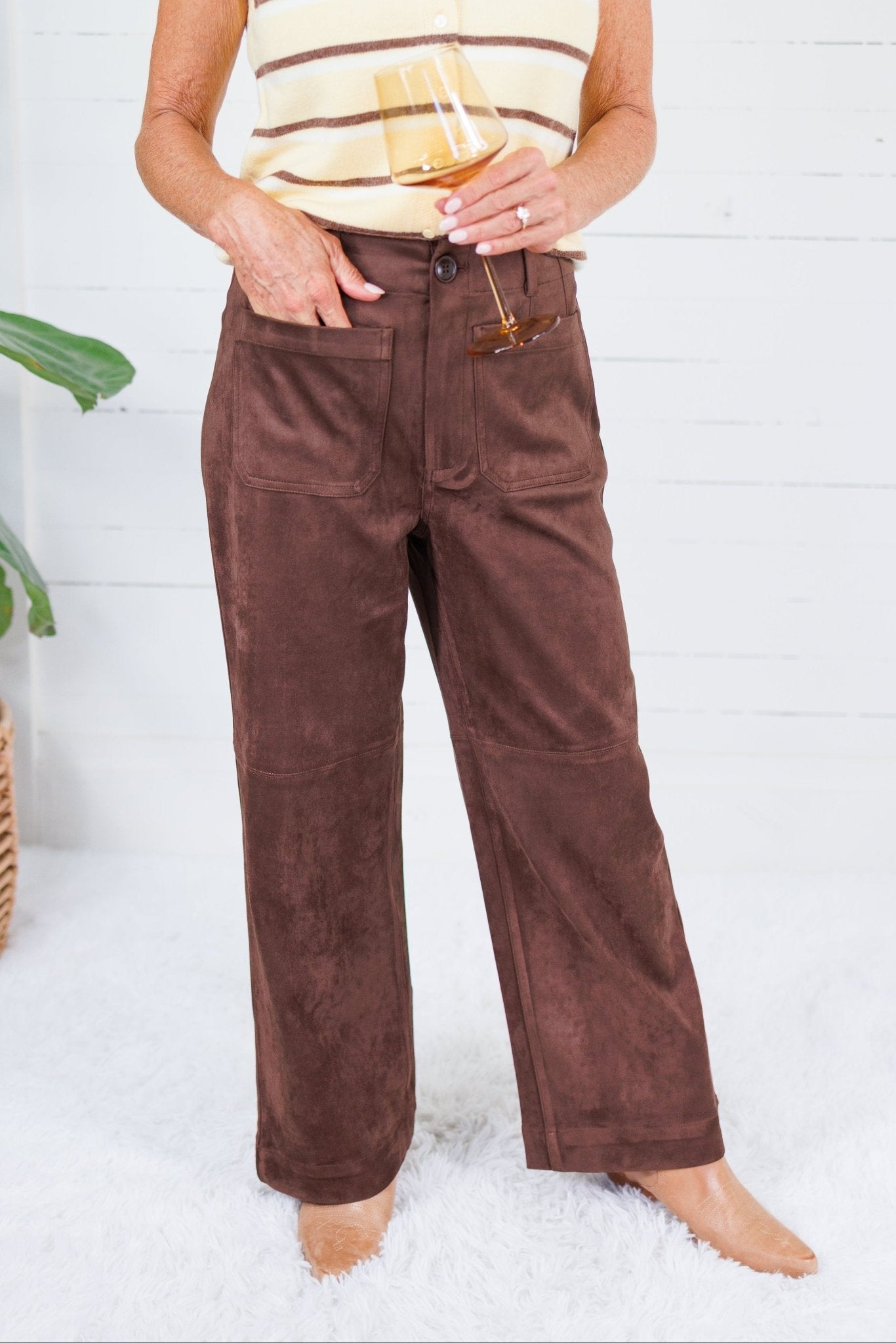 Colleen Espresso Suede Pants Lucy Paris