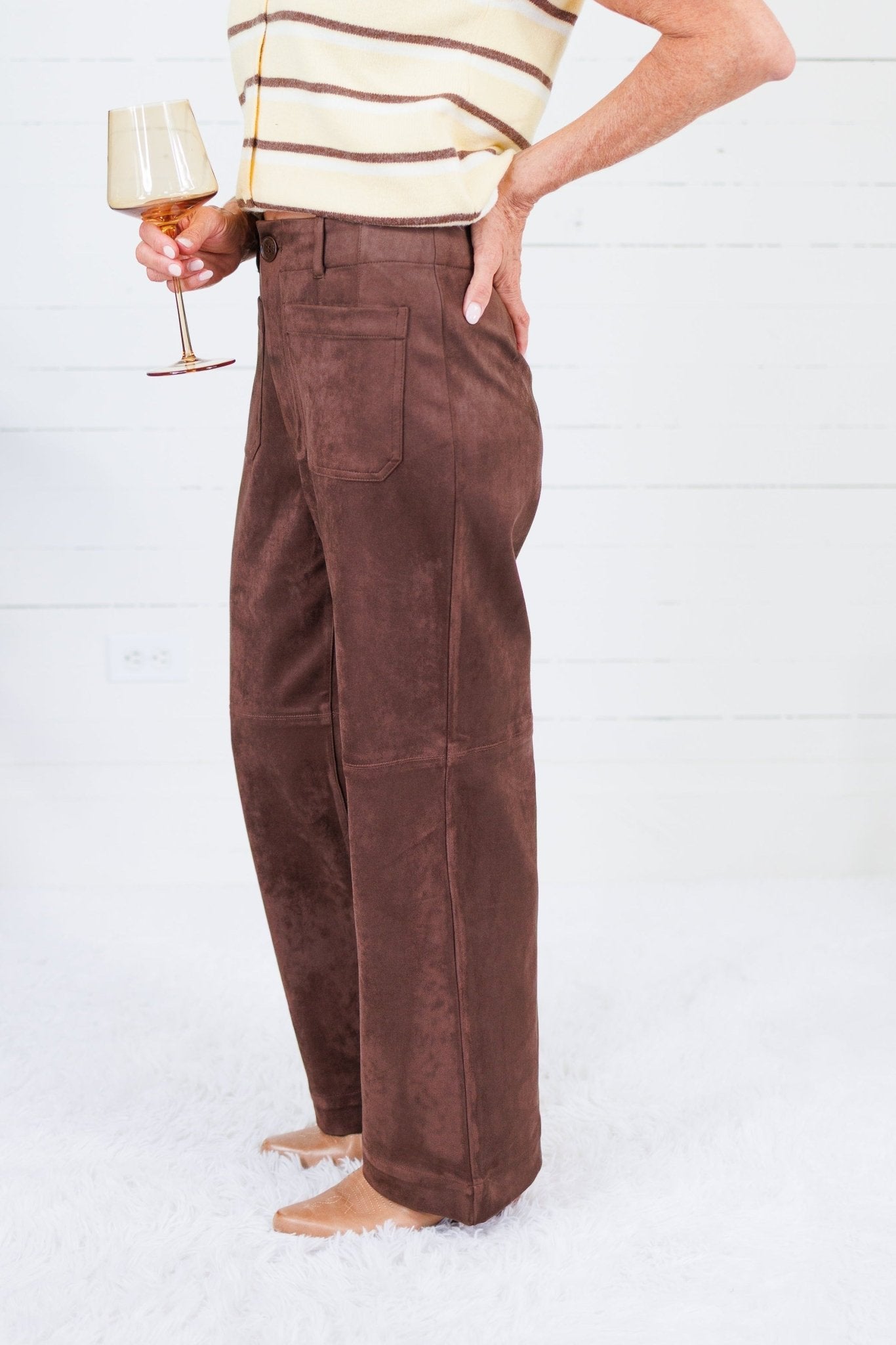 Colleen Espresso Suede Pants Lucy Paris