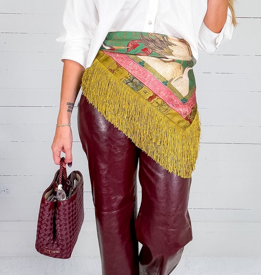 Colorful Crane Print Fringe Scarf
