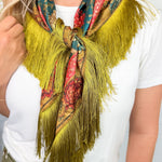 Colorful Deer Floral Fringe Scarf