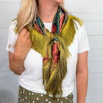 Colorful Deer Floral Fringe Scarf