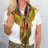 Colorful Deer Floral Fringe Scarf