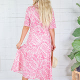Columbia Pink Hibiscus Palms Shirt Dress Meet Me in Santorini 